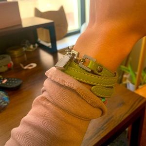 Handcrafted in Paris Green Leather Wraparound Bracelet